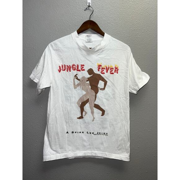 Vintage Spike Lee Shirt Jungle Fever Movie Film Newspaper Race Killer 90s Tee M - Picture 1 of 13